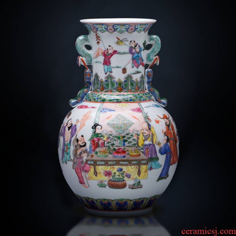 Jingdezhen ceramics hand - made porcelain vase characters of modern Chinese style home wine sitting room adornment is placed