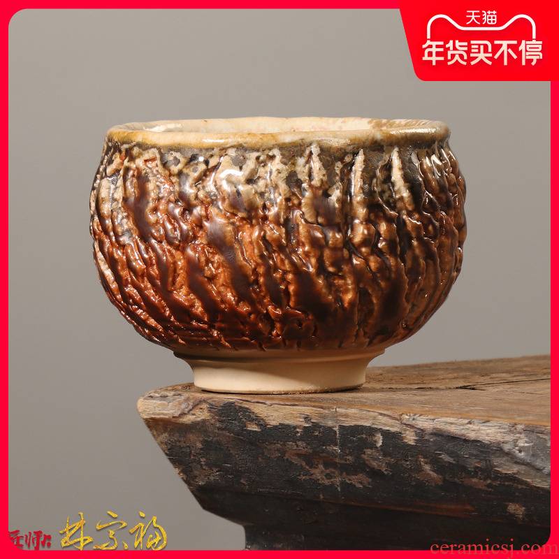 Artisan fairy Lin Zongfu master hand made firewood masters cup ceramic cups household kung fu tea tea set, restoring ancient ways