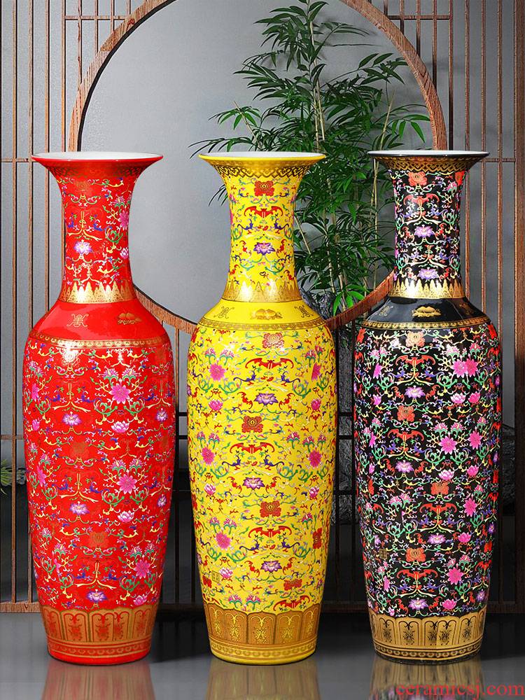 Jingdezhen ceramics bound lotus flower vase of large sitting room hotel porch of new Chinese style restoring ancient ways furnishing articles extra large