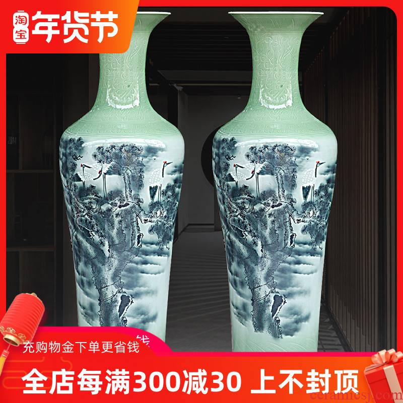 Pine crane live color ink film qdu vase of jingdezhen ceramics home sitting room floor furnishing articles of new Chinese style act the role ofing is tasted