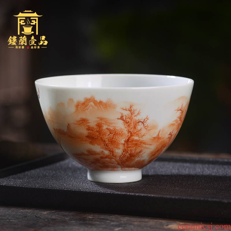 Jingdezhen ceramic all hand - made alum red cixin qiu - yun shan master cup kung fu tea cup personal tea cup bowl