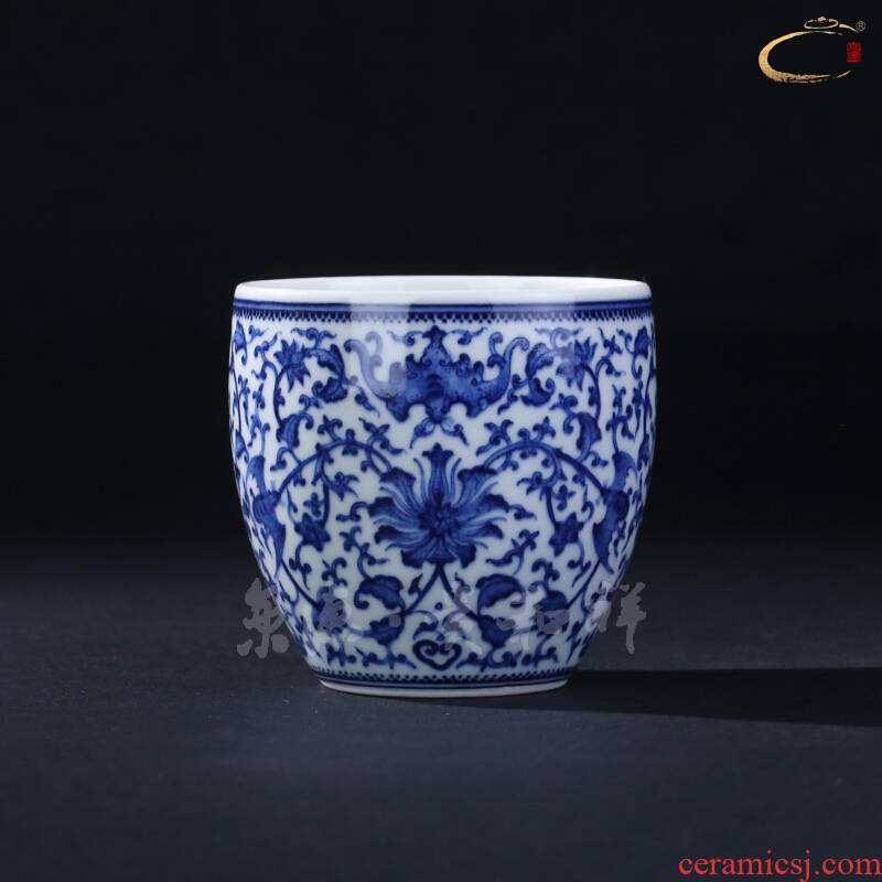 Jingdezhen and auspicious hand - made single cup tea green Hualien cup pure manual master cup collection sample tea cup