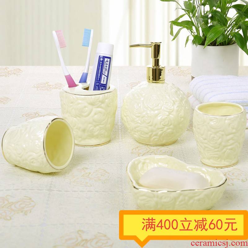 The Set ou shi wei yu five creative ceramic wash gargle suite bathroom wedding gift Set practical gift