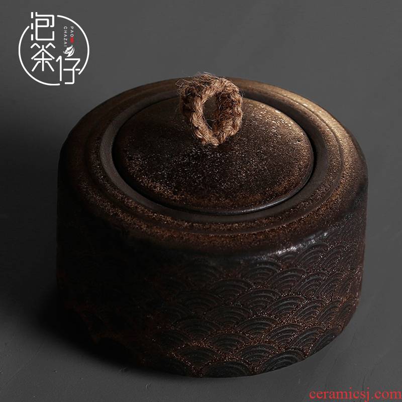 Ceramic seal pot home half jins of green tea caddy fixings storage tank general medium coarse pottery small store tea pot