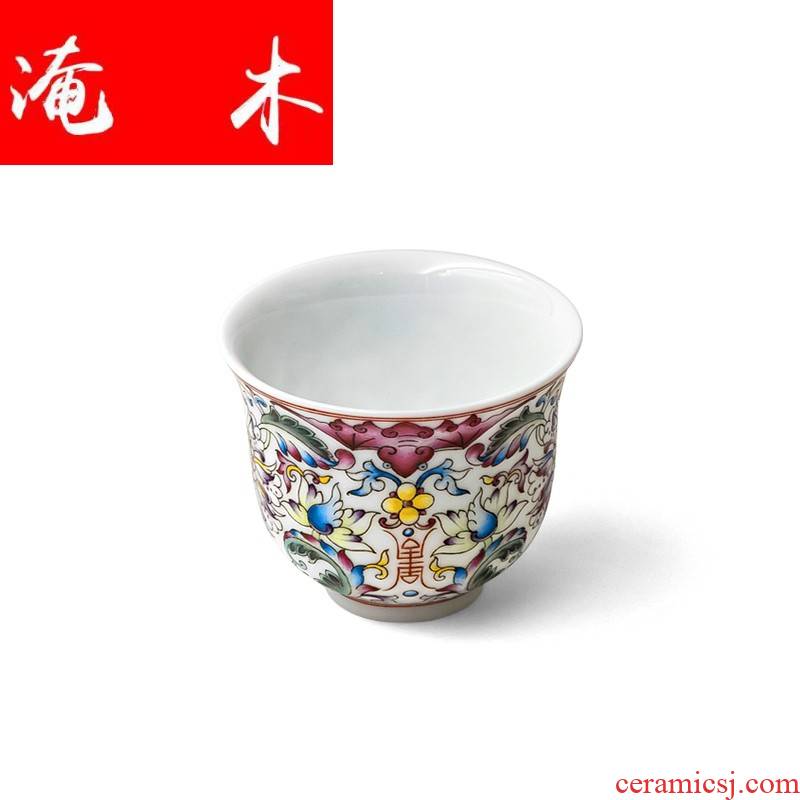 Submerged wood tea set custom 】 【 jingdezhen pure manual high - grade enamel porcelain lee record single CPU is perfect