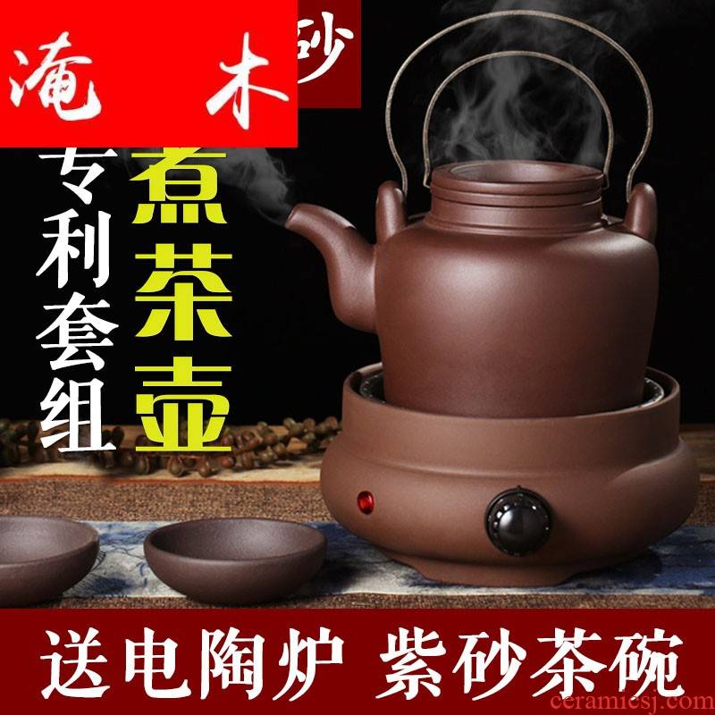 Submerged wood yixing purple sand boil tea ware burn boiled old white black tea pu - erh tea can be carbon power TaoLu suit ceramic cooking fire