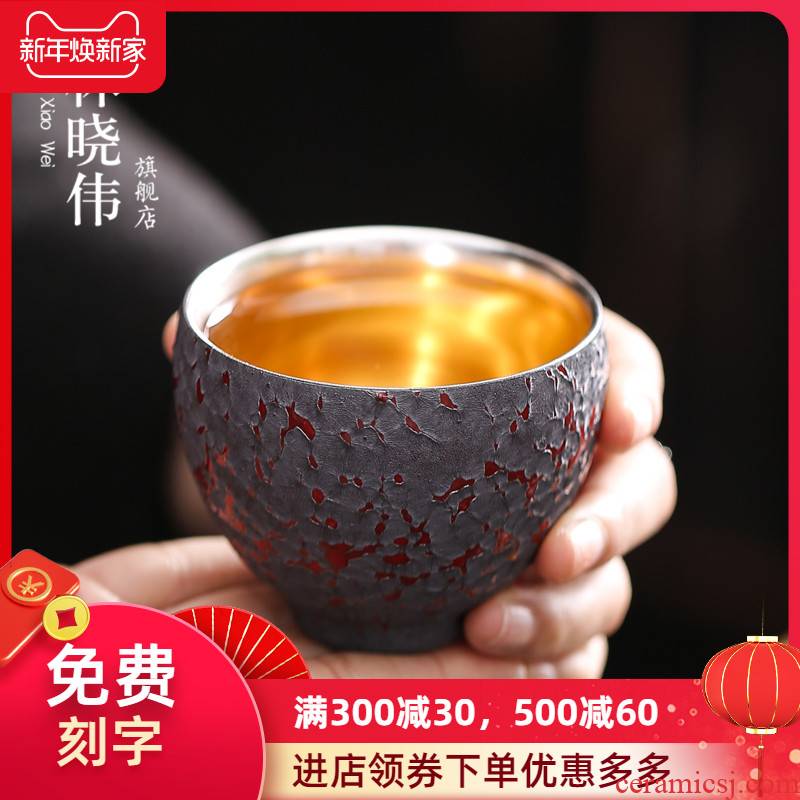 999 sterling silver up kung fu tea firewood ceramics by hand boutique single CPU master cup sample tea cup small colorful cup