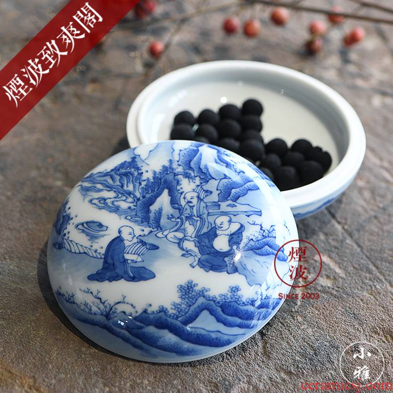 Jingdezhen made lesser collection with lesser RuanDingRong characters (the Buddha) inkpad box porcelain incense box