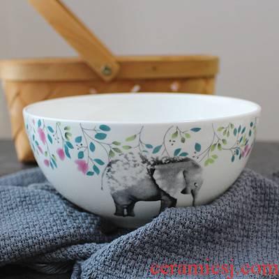 Japanese large soup bowl bowl of zakka ceramics creative home meal bowl circle bowl of instant noodles bowl large soup bowl