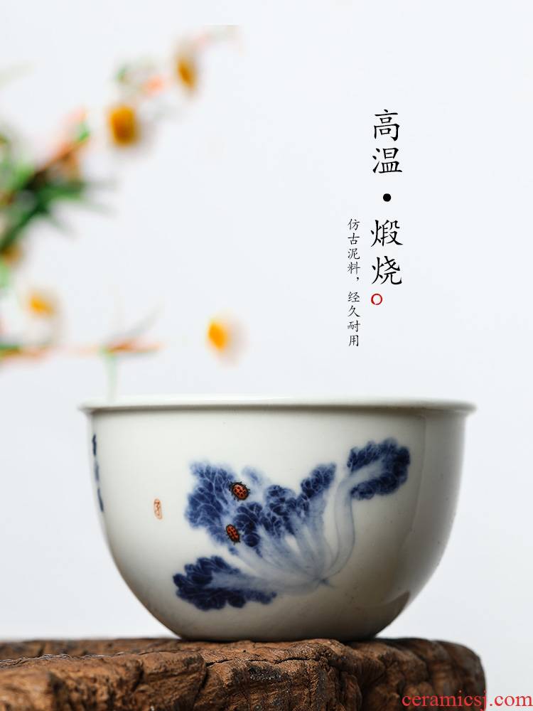 Jingdezhen porcelain teacup master cup single CPU hand - made white porcelain bowl sample tea cup single pure manual kung fu tea set