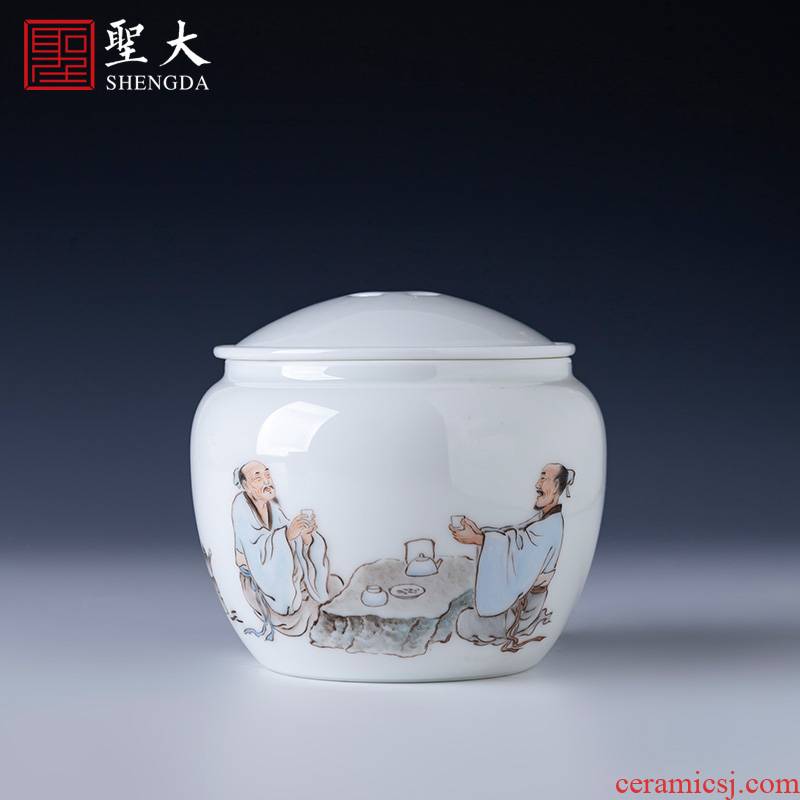Holy big bucket hand - made ceramic slag new see colour character slag bucket full manual jingdezhen tea accessories furnishing articles