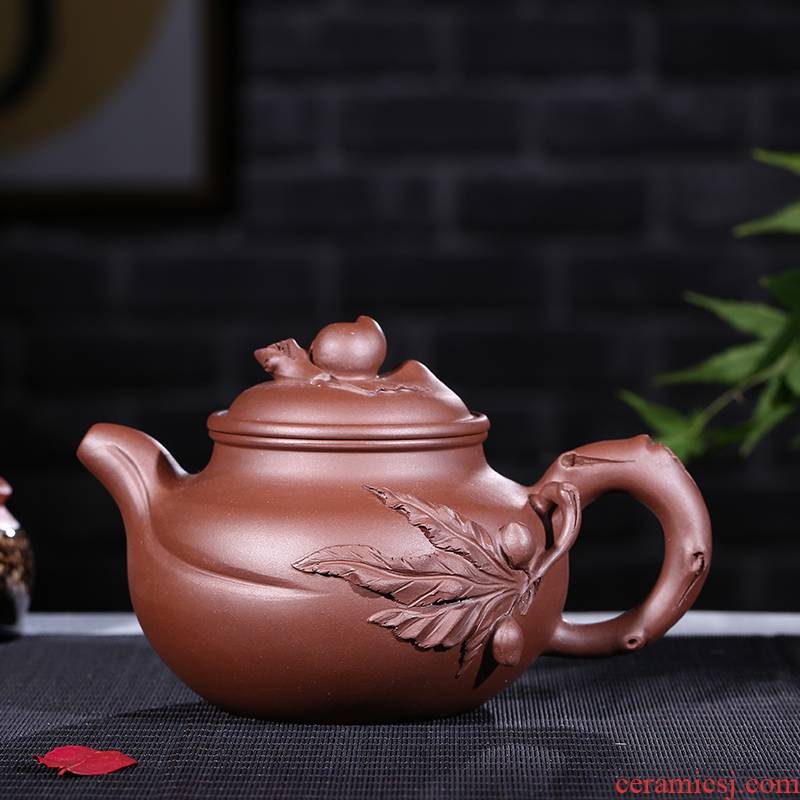 Yixing it undressed ore peach purple clay pot capacity of 420 ml new tea set