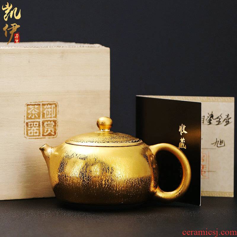 Zeng, Guangxu gold of firewood temmoku built one single pot of ceramic teapot household pure manual ball hole, xi shi pot teapot