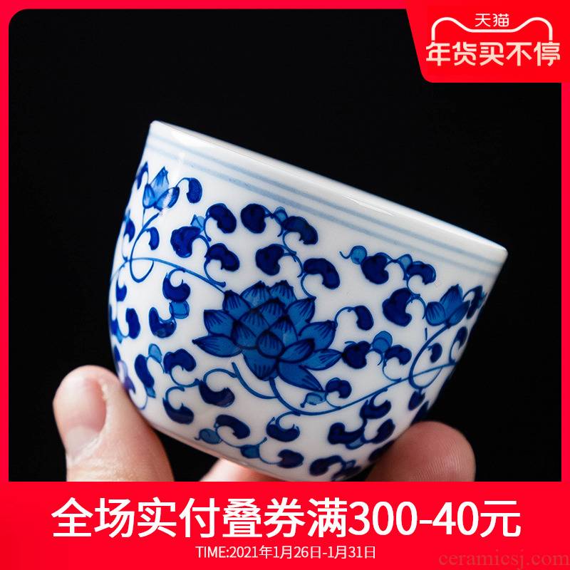 The Sample tea cup blue and white porcelain craft ceramic individual household single CPU kung fu tea master hand made small tea cups