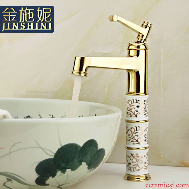 Gold cellnique all Gold - plated copper archaize basin faucet stage basin bibcock of PFM leader