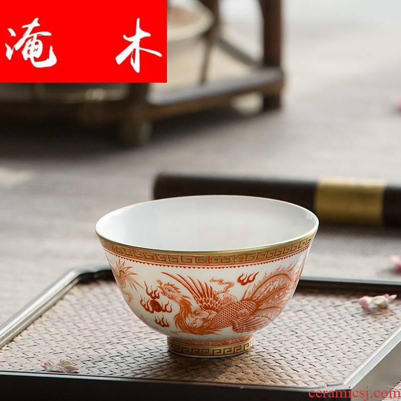 Submerged wood jingdezhen ceramic tea set hand - made longfeng cup gold sample tea cup master cup single cup bowl can be set