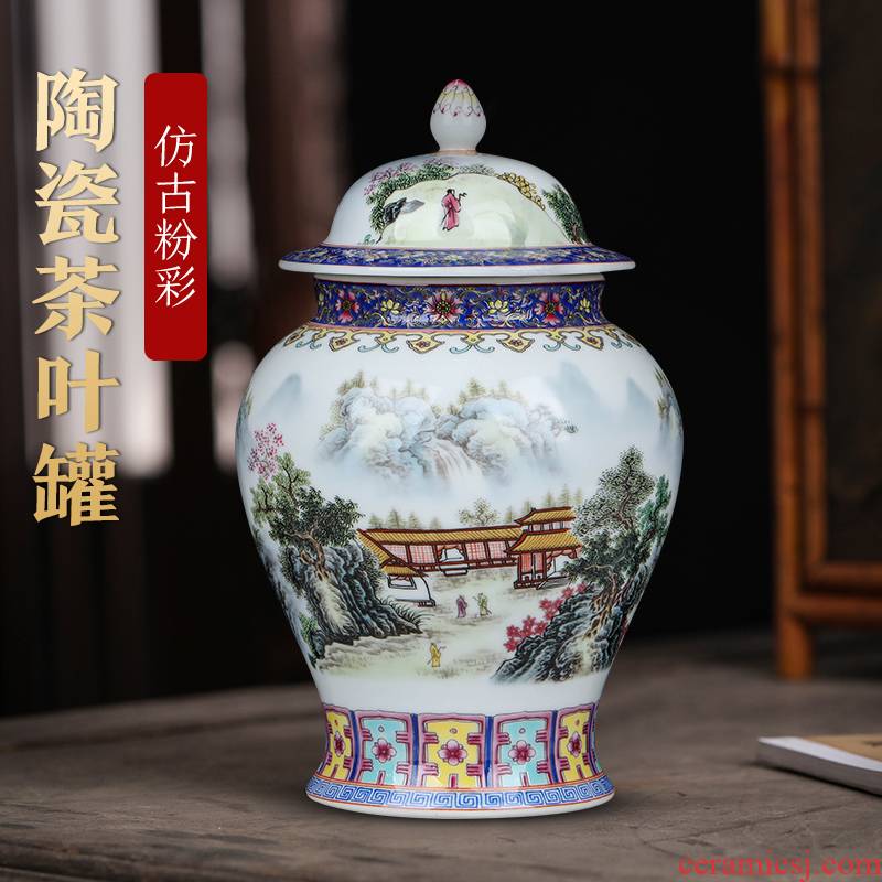 Jingdezhen ceramic general tin trumpet wake tea POTS with cover the tea pot seal furnishing articles storage tank ornament