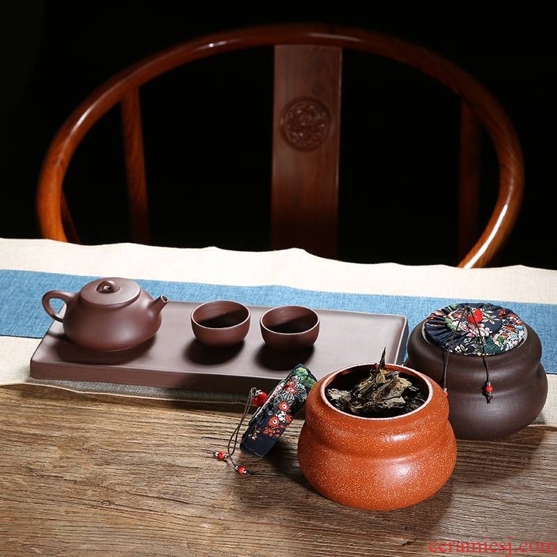 Qiao mu JS yixing purple sand tea pot loose tea canister 2 sets of tank storage POTS of black tea to wake POTS