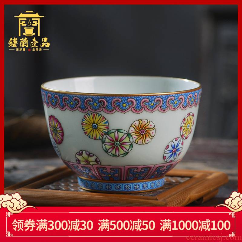 All hand - made pastel ball take master of jingdezhen ceramics kung fu tea tea cup large single glass bowl