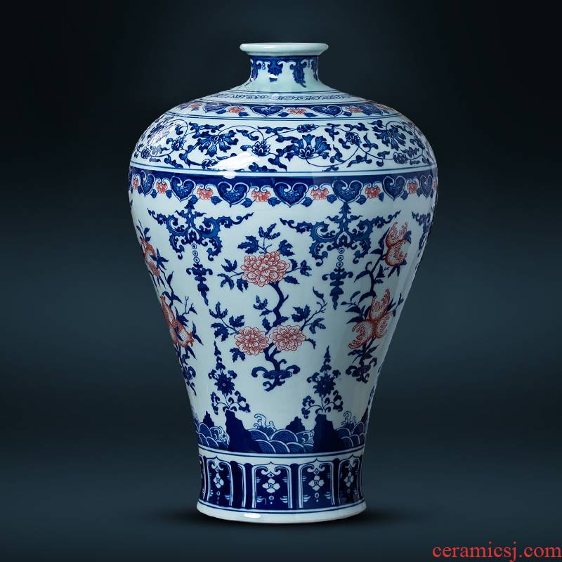 Jingdezhen porcelain ceramic archaize sitting room porch decoration flower arrangement of Chinese style household furnishing articles large blue and white porcelain vase