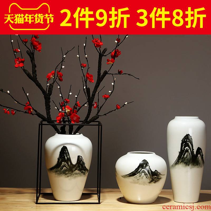 Jingdezhen ceramics vase manual contracted creative Chinese sitting room porch place flower arranging household ornaments