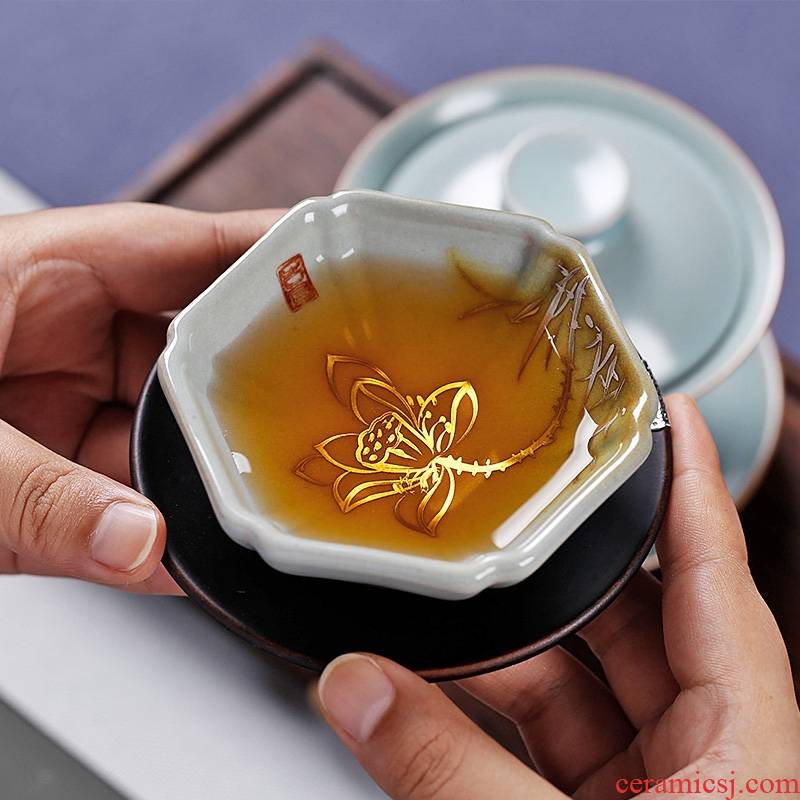 Qiao mu PMZ kung fu tea set single CPU hand - made azure your up chinaware with silver checking master cup of tea