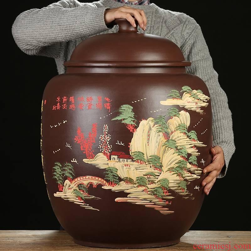 Qiao mu JS yixing purple sand tea pot shengchan dui storage tank barrel large POTS of pu - erh tea canned detong