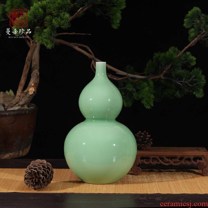Glaze is contracted fashion decoration mesa gourd shape vase pure elegant celadon color color block display vase