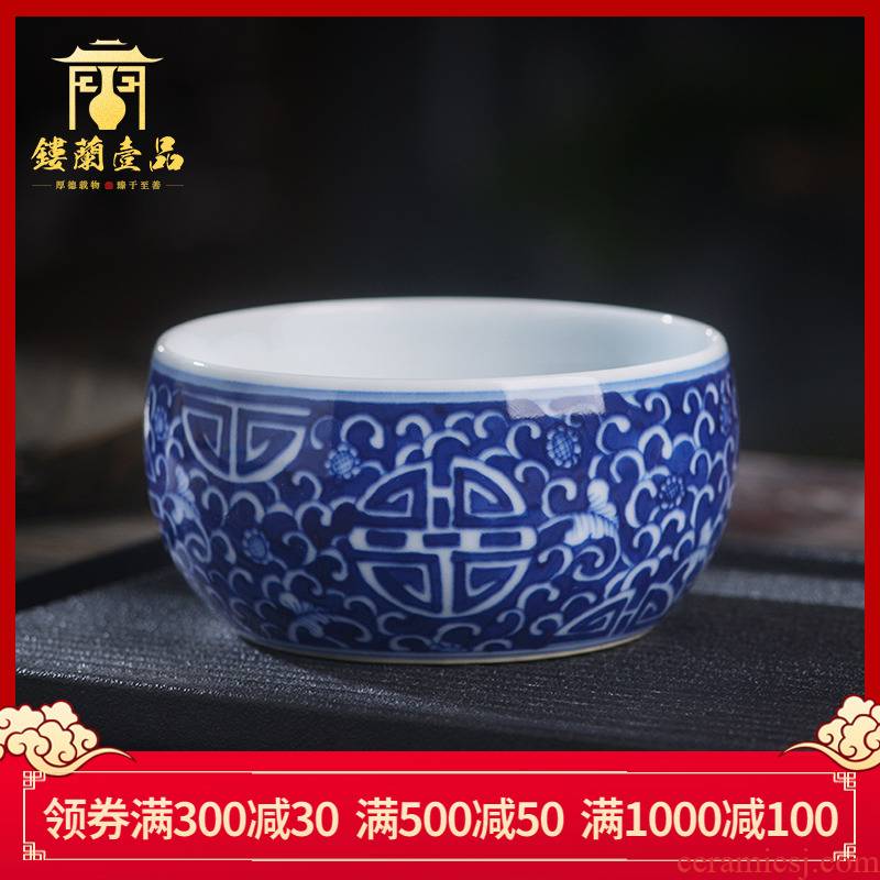 Ocean 's blue and white stays in jingdezhen ceramic all hand - made maintain master cup single cup cup a cup of tea cup