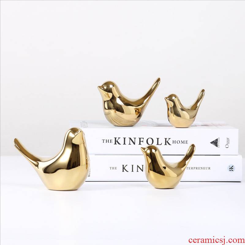 Ceramic creative golden bird furnishing articles sitting room of I and contracted household soft adornment desktop decoration