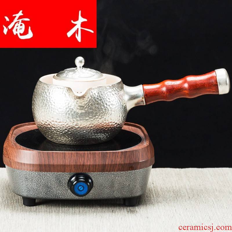 Submerged wood boiled tea tasted silver gilding craft ceramics device side teapot vintage Japanese household electric TaoLu teapot by hand