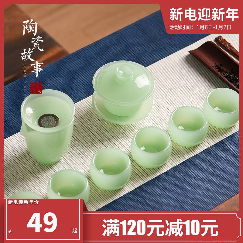The Story of pottery and porcelain tea set home sitting room one visitor office small sets of high - grade tureen cup kung fu tea set