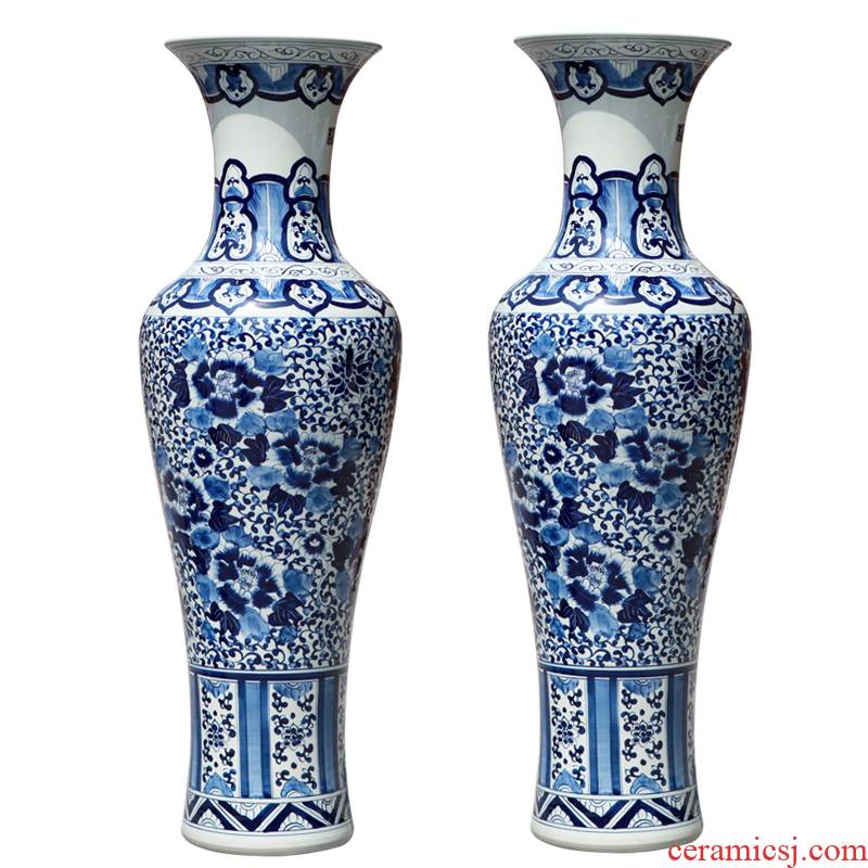 051 hand - made Of porcelain jingdezhen ceramics bound lotus flower vase peony landing big housewarming sitting room home decorations