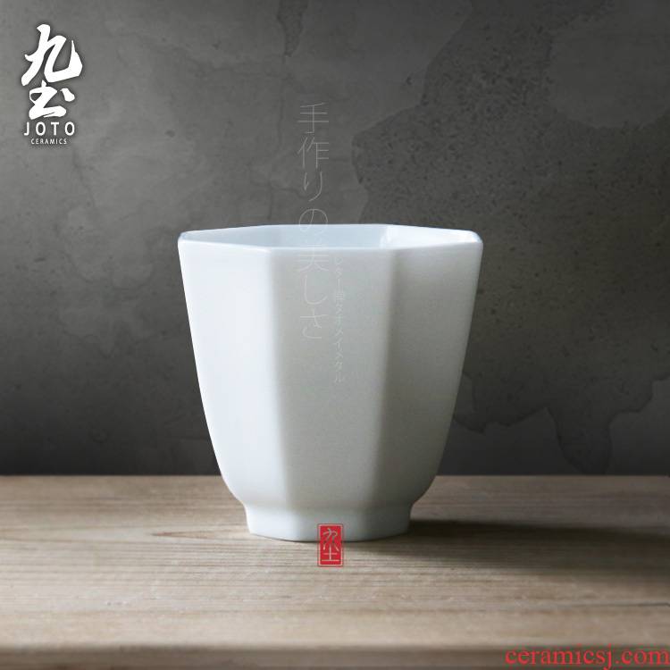 Octagonal nine soil sample tea cup sweet manual craft kung fu tea cups small cups of jingdezhen cups Japanese tea taking thin body