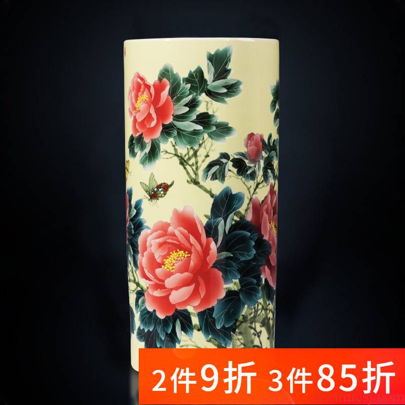Jingdezhen ceramics hand - made straight large landing quiver vases, new Chinese style home sitting room adornment is placed