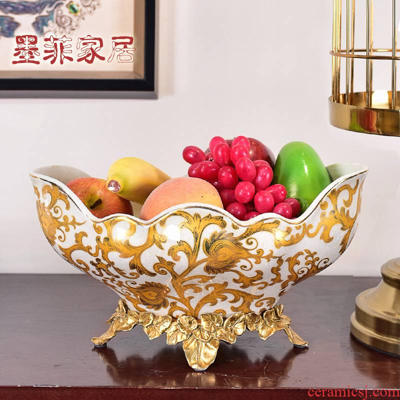 American high - end key-2 luxury ceramic fruit tray for the dish furnishing articles home sitting room tea table with copper 'lads' Mags' including nuts the receive a case