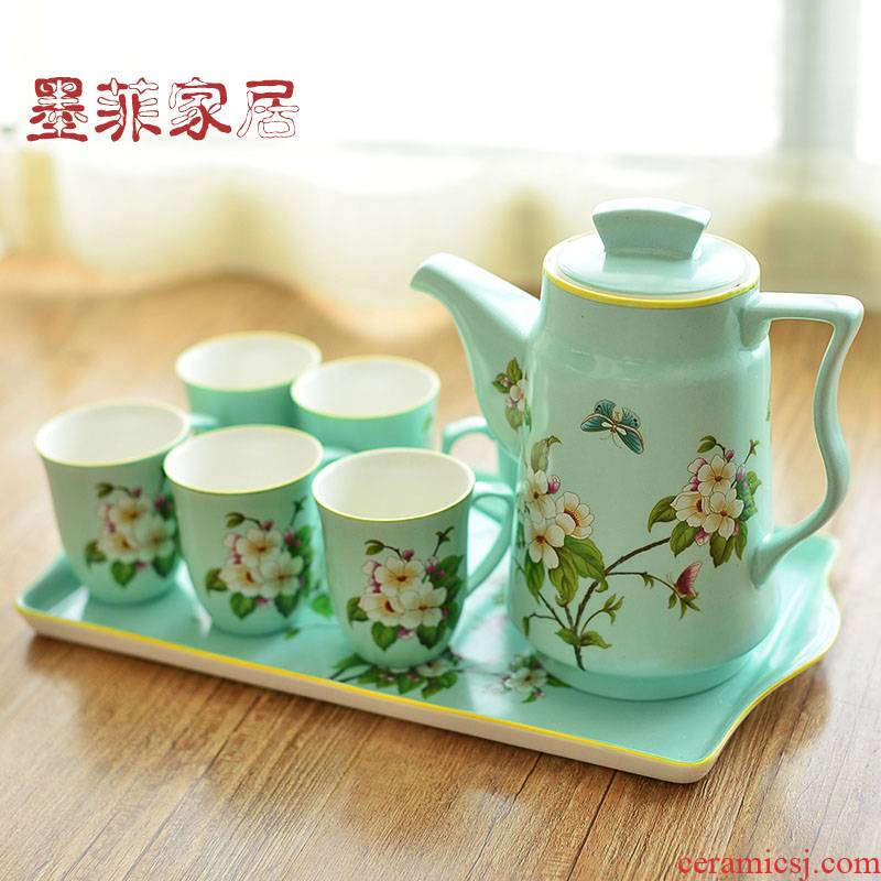 New Chinese style ceramic tea set suit American country tea cool afternoon tea coffee kettle sitting room tea table furnishing articles