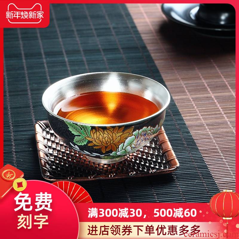 999 sterling silver ceramic cups manual coppering. As silver sample tea cup kung fu tea set with silver master cup perfectly playable cup single fullness