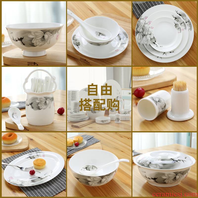 Jingdezhen porcelain bowls ipads plate household boutique set tableware accessories are optional collocation of the big rainbow such as bowl soup pot boil fish dish