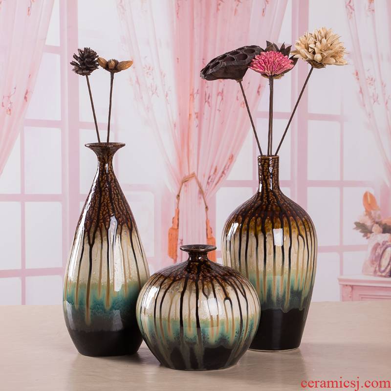 Jingdezhen ceramics archaize manual three - piece vases, flower receptacle furnishing articles home crafts porcelain