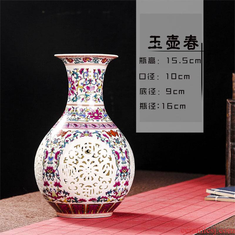 Jingdezhen ceramics household wine ark, adornment handicraft sitting room place, TV ark, study of single - layer hollow out the vase
