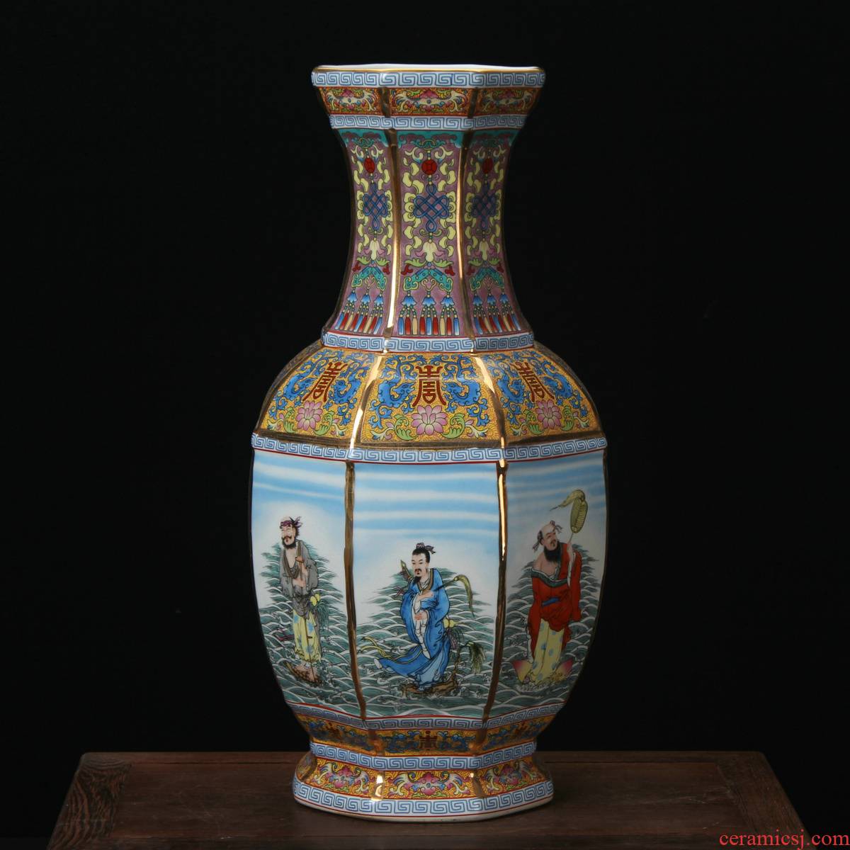 Jingdezhen ceramics enamel vase pastel colored antique furnishing articles - party when the ensemble six bottles of Chinese art deco