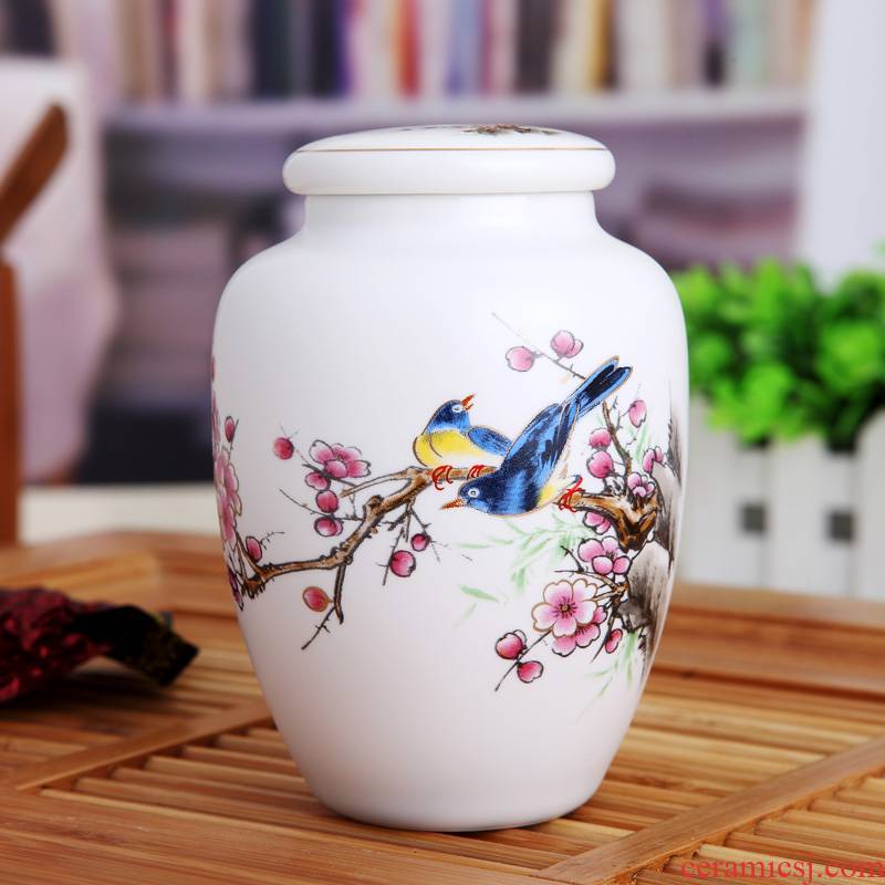 Jingdezhen fine ceramic tea pot individual small sealed jar storage tank much money home office design