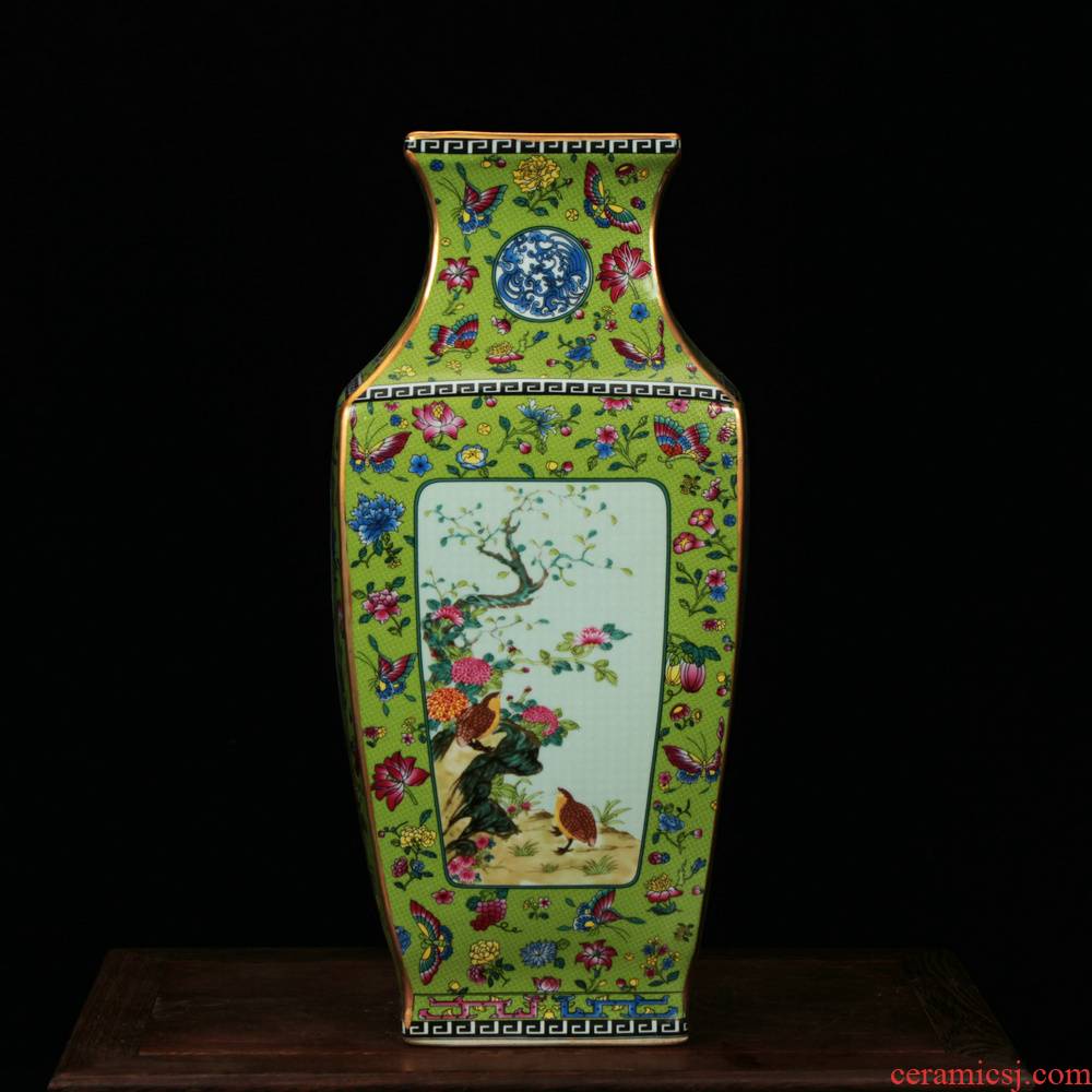 Jingdezhen archaize paint colored enamel grilled modern classical decorative pattern sifang crafts flower vase collection