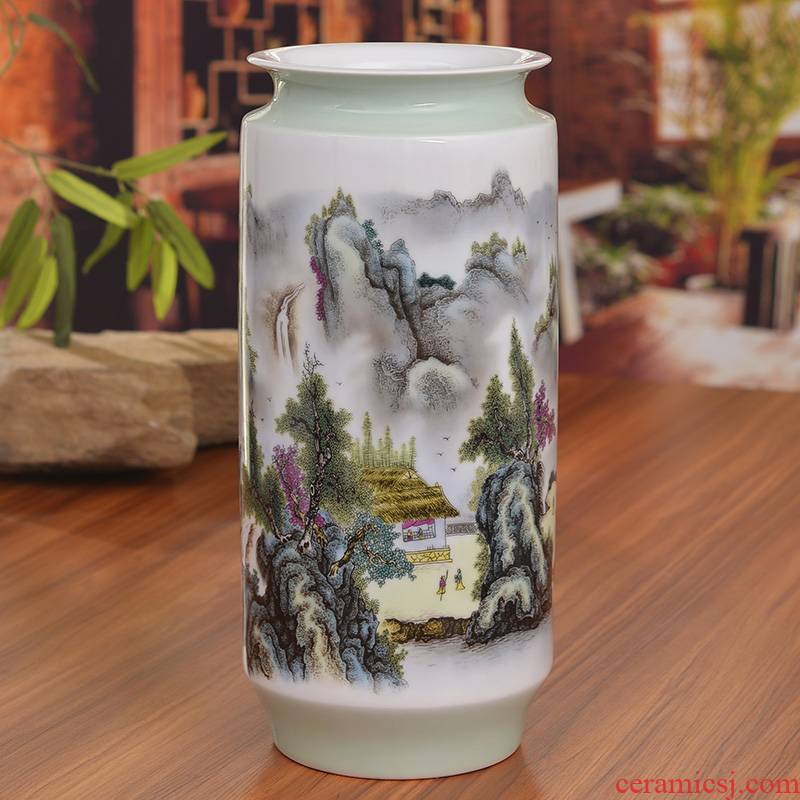 Jingdezhen ceramics pastel landscape vases, modern household act the role ofing is tasted sitting room process classical furnishing articles wedding gift