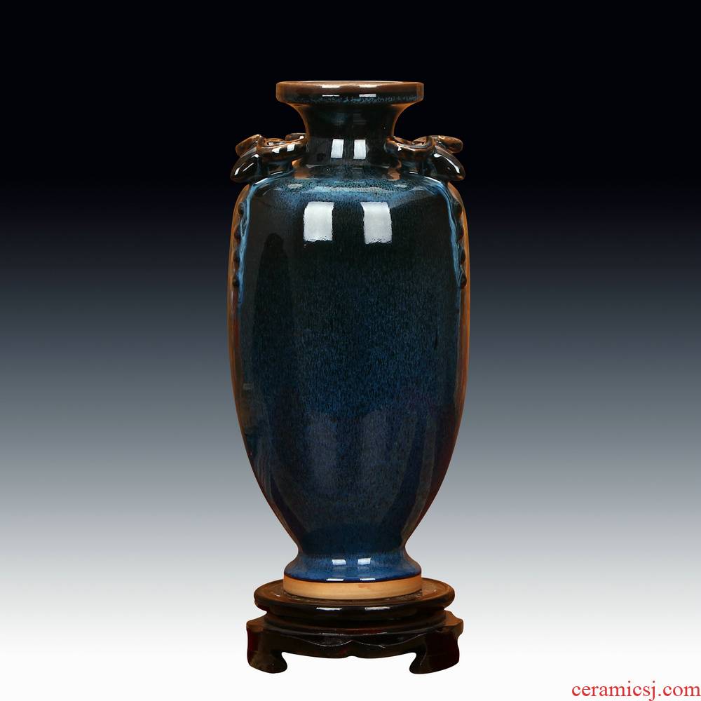 Jingdezhen ceramic vase archaize of jun porcelain up black three sheep statute of vases, modern decoration handicraft furnishing articles