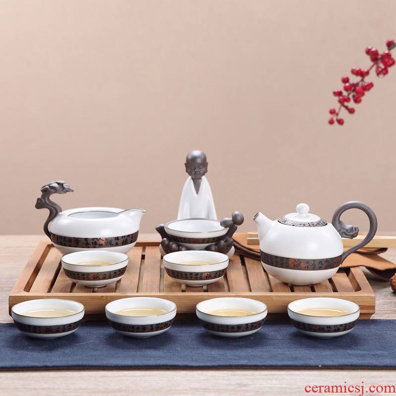 Jingdezhen new ceramic tea set suit household kunfu tea of a complete set of ice to crack the elder brother of the glaze up on the teapot