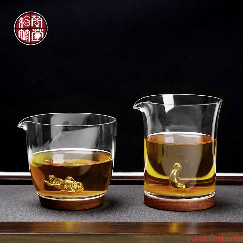 Fair more heat resistant high temperature glass tea cup tea points and tea cup rosewood base sea kung fu tea set