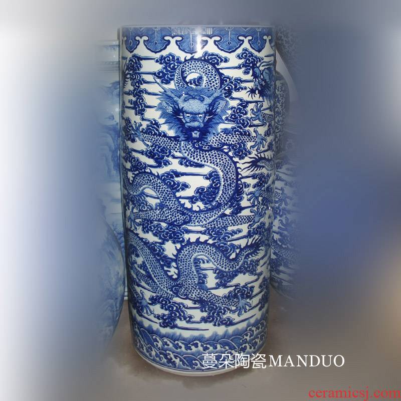 Jingdezhen porcelain hand - made dragon grain, 90-100 - cm classical simple imitation of qianlong vase straight decorative vase