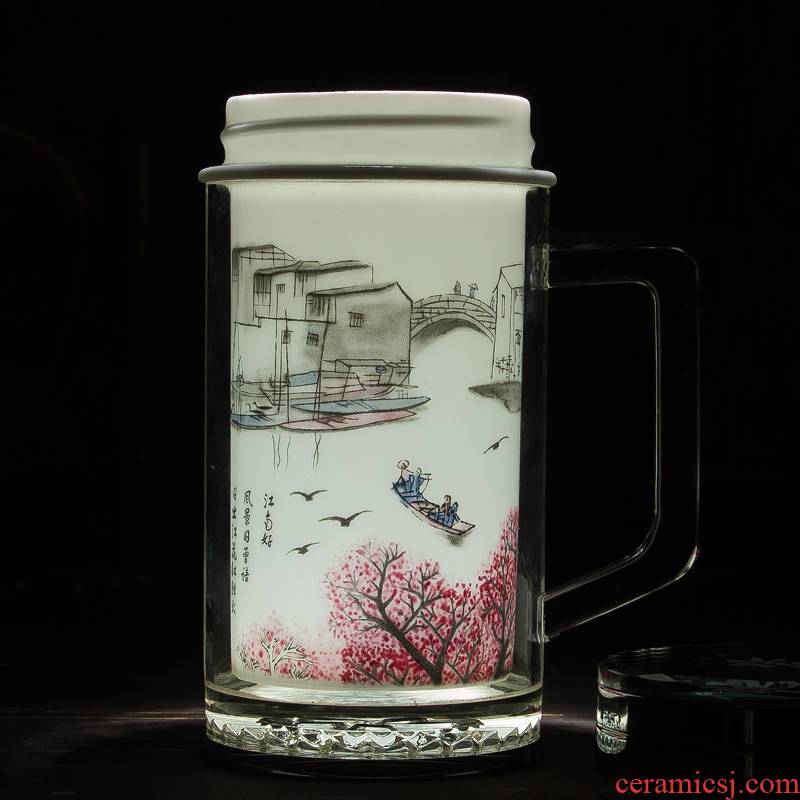 Jingdezhen ceramic tank vacuum insulation cup of water glass office cup car cup 508 ml customized gifts